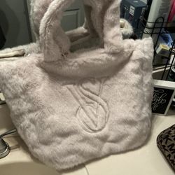 New, Victorias Secret Faux Fur Tote Bag 