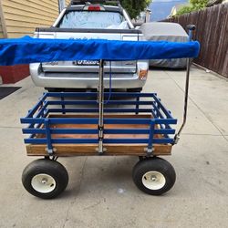 $700 Bobbybilt Heavy Duty Canopy Wooden Beach Wagon All Terrain Wide Wheel Napper Bed