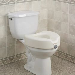 8672: New Premium Raised Toilet Seat with Lock, Elongated Seat, White

