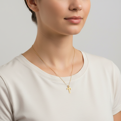 10K Yellow Gold Diamond Cut Letter "T" Pendant
