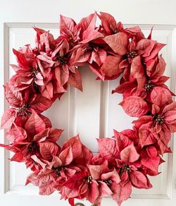 Artificial Poinsettia Christmas Wreath