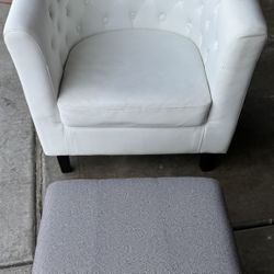 White Accent Chair And Stool $50 Gilbert And Ray Rd. Check All Pics And Offers.