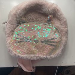 Pink Sequin cat backpack