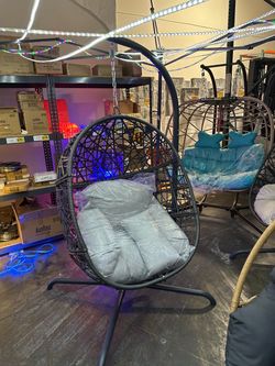 New Patio Swing Hanging Birdcage Egg Chair with Stand Indoor Outdoor 350lbs Capacity