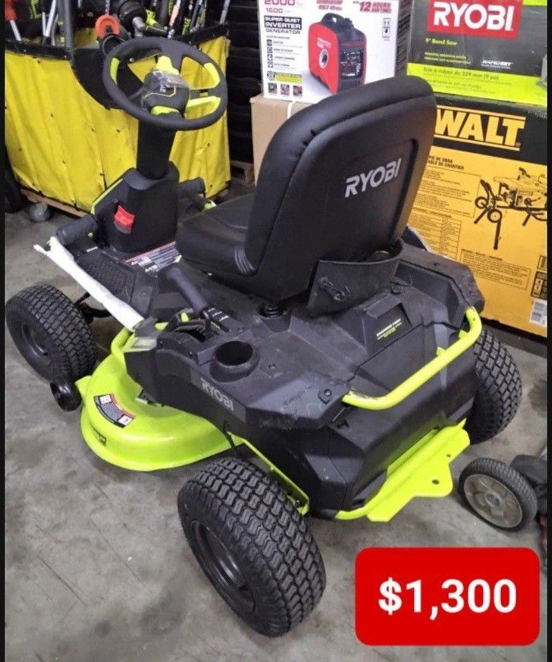 Ryobi 48V Brushless 38in 100Ah Battery Electric Rear Engine Riding Lawn Mower With Battery and Charger 