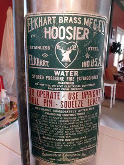 Vintage 1960s Elkhart Brass Hoosier Stainless-Steel Fire Extinguisher