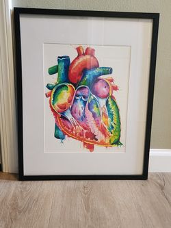 Watercolor Heart Print In Frame