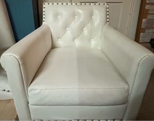 2 Faux Leather White Chairs