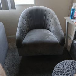 Gray Velvet Swivel Chair