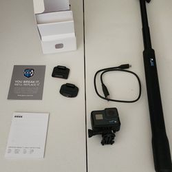 Go Pro Hero 6 Camera With All New Materials Plus Selfie Stick - Like New Condition