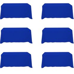 6 Pack Royal Blue Tablecloths for 6 Foot Rectangle Tables 90 x 132 Inch - 6ft Rectangular Bulk Linen Polyester Fabric Washable Cloth Cover for Wedding