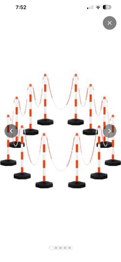 12 Packs Traffic Delineator Post Cone with Base, Traffic Cones Safety Cones Caution Cones Plastic Stanchion Chain Safety Barriers with 6.6 Feet Link C