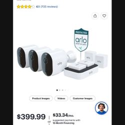 Arlo - Pro 5S 2K 3 Camera Indoor/ Outdoor Wireless Spotlight Security Camera Bundle -white