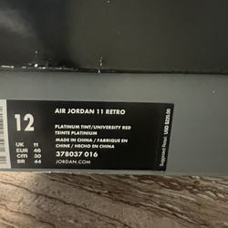 11 retro jordans platinum/tint Size 12
