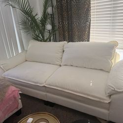 Like new 86” Couch With Ottoman & Cover