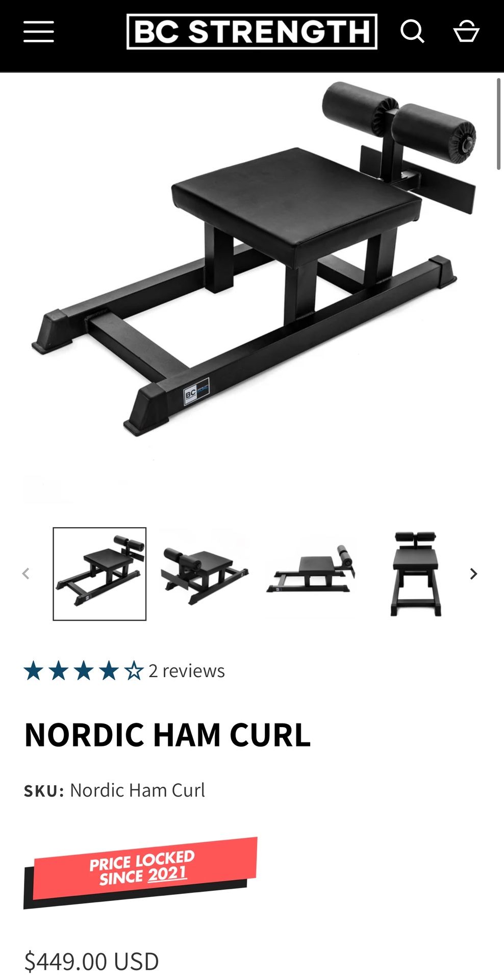 BC Strength Nordic Hamstring Bench