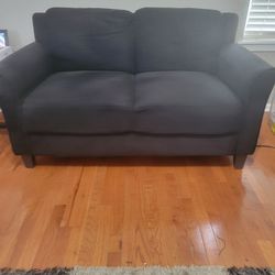 Black Lourdez Flated Arms Loveseat with Reversible Grey/lt. grey Coverovet