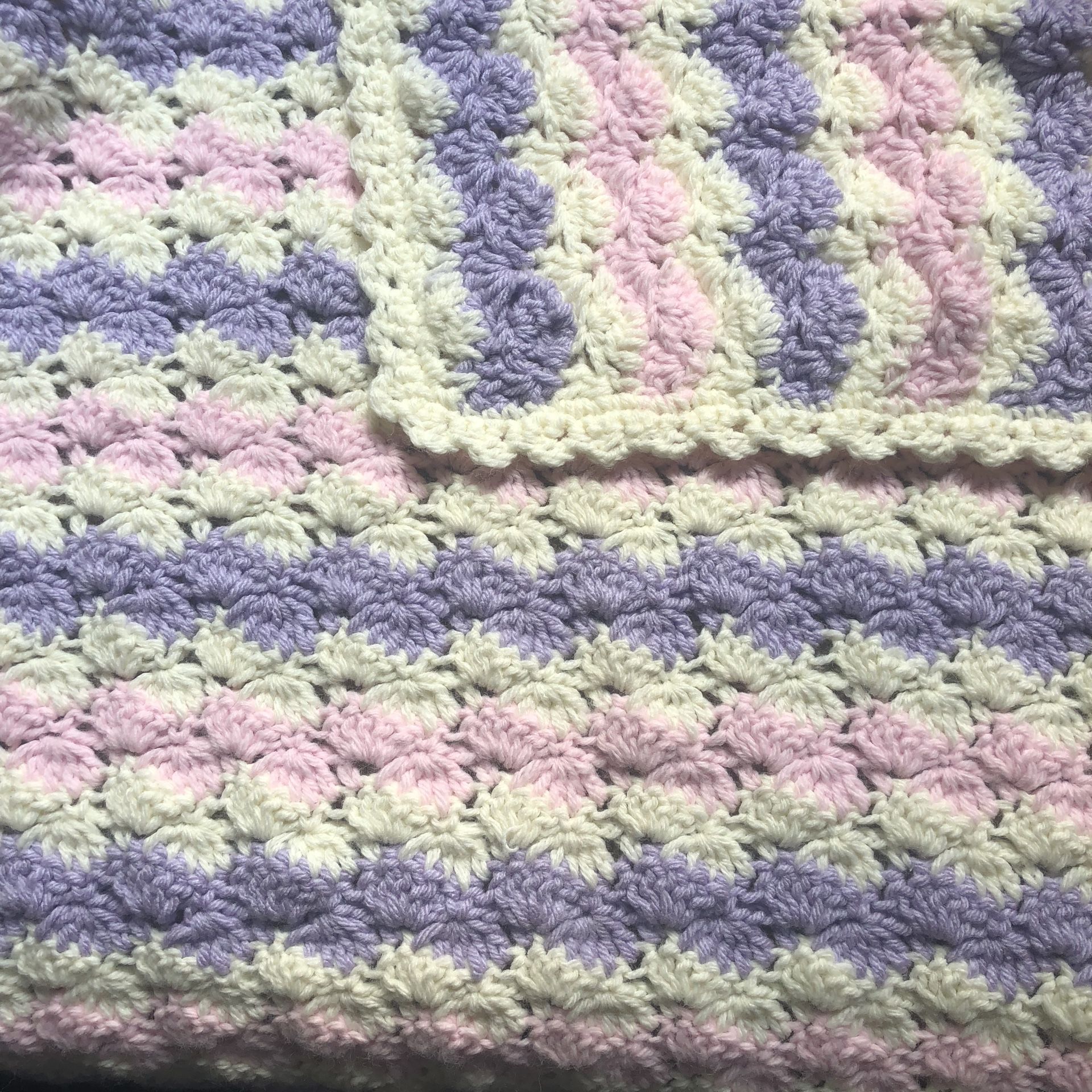 Beautiful Baby Girls Afghan Blanket Handmade 38”x42”