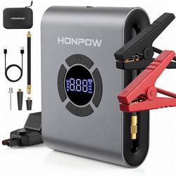  HONPOW Portable Car Jump Starter with Air Compressor 150PSI 2000A Peak Battery. Jump Starter with Built-in Air Pump!