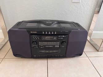 Sharp WQ-CH800 Portable Stereo Boombox Radio & Dual Cassette Tape Works CD