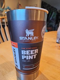 STANLEY Stay-Chill Beer Pint 16 oz | Wide Mouth Lid | Built-In Bottle