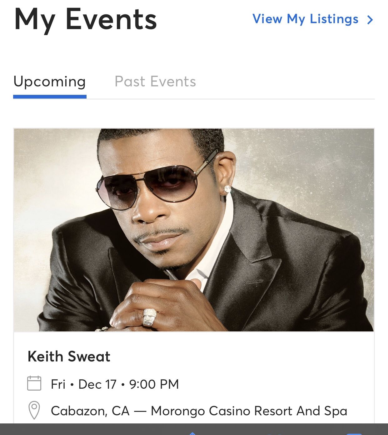 Two Tickets For Keith Sweat Tomorrow At Morongo Casino