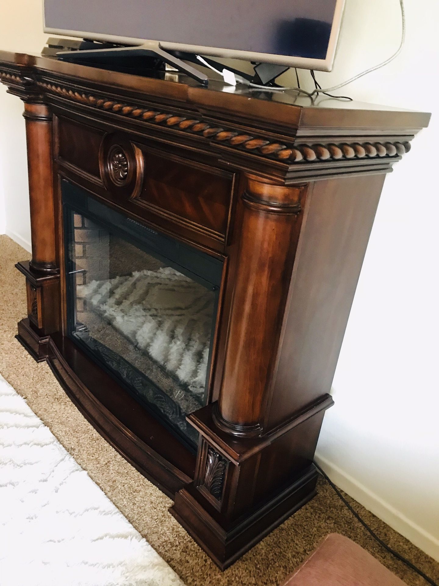 Twin star electric fireplace dark brown mantle chimney 33ef010gra for Sale  in Brooks, OR - OfferUp