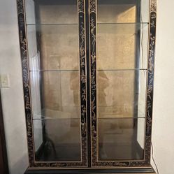 Drexel Et Cetera Chinoiserie Lit Ebony Lacquer Breakfront/ China curio orientaly