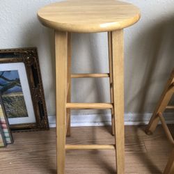Two Wood Barstools  
