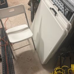 25x White Outdoor Chairs And 4x White Tables