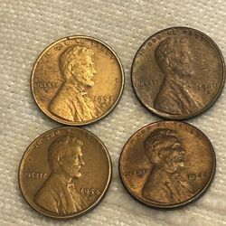 Four 4 X Wheat Penny For Sale