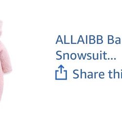 ALLAIBB Baby Newborn Snowsuit Winter Hooded Footie Fleece Jumpsuit for Infant Girls