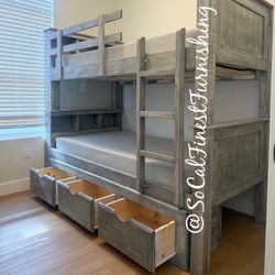 New Twin Bunk Bed With Drawers And Mattress 