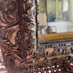 Old Antique Large mirror In Carved Wooden Frame 