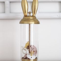 Emily and Meritt Brass & Glass "Bunny" Rabbit Nursery Dispenser 14"

