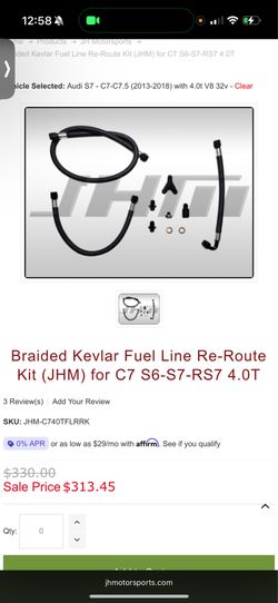 Braided Kevlar Fuel Line Re-Route Kit (JHM) for C7 S6-S7-RS7 4.0T