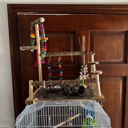 Bird cage/ wooden play stand / accessory