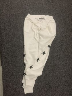 LF White Jogger With Black Sequin Stars Size S
