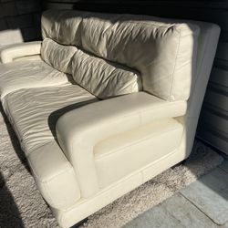White Faux Leather Sofa