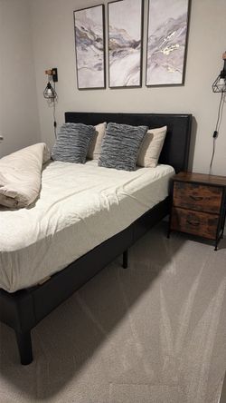 Faux Leather Platform Bed Frame