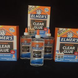 3 pack Box of Elmer's 9 Oz washable clear glue