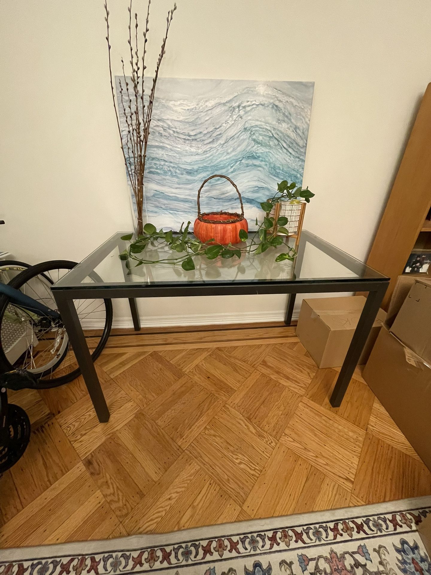 West Elm Frame Glass & Metal Table