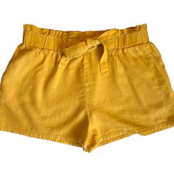 Classic Linen Blend Pull On Shorts with Tie - Gorgeous Yellow Color!