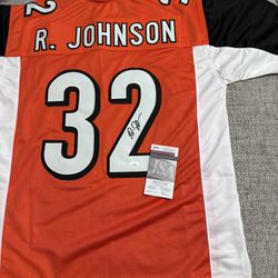 Rudi Johnson Signed Autograph Custom Jersey - JSA Coa- Cincinnati Bengals