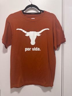 Texas Longhorns “Por Vida” T-Shirt Adult Small Burnt Orange UT Austin Bevo Graph