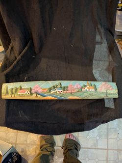 Hnnd painted oak barrel folk art