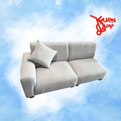 Soft Gray Mid Century Style Modular Sofa | Compact Two Seater