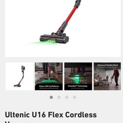Ultenic Cordless Vacuum Cleaner, 550W/50Kpa, 60Mins Runtime, 180°Bendable Wand, Anti-Tangle Brush, Stick Vacuum Cordless with Charging Dock, Handheld 