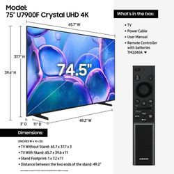 Tv 75 inches comes with elbow wall mount and antenna