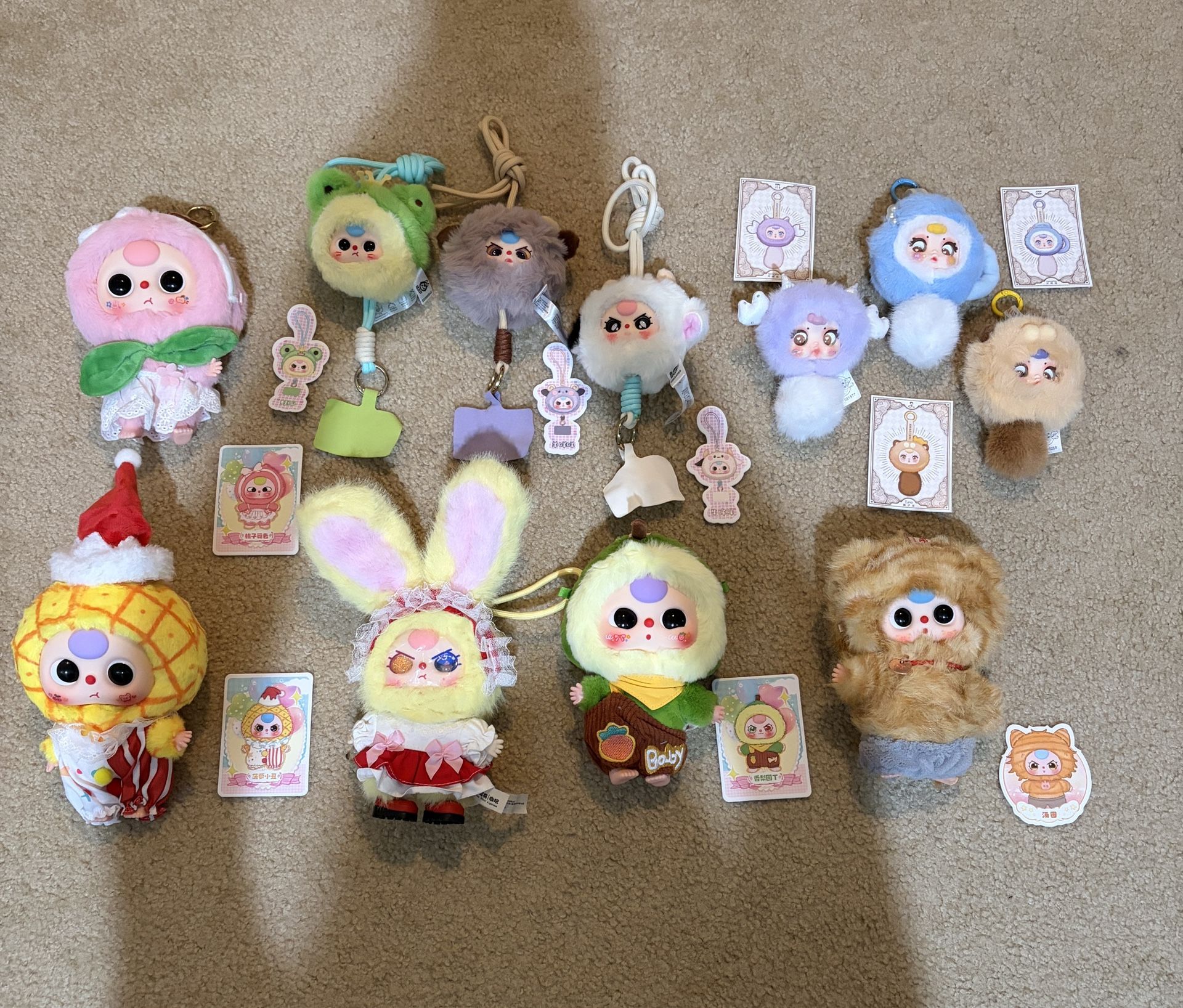 Various Plush Keychains Including Big Three